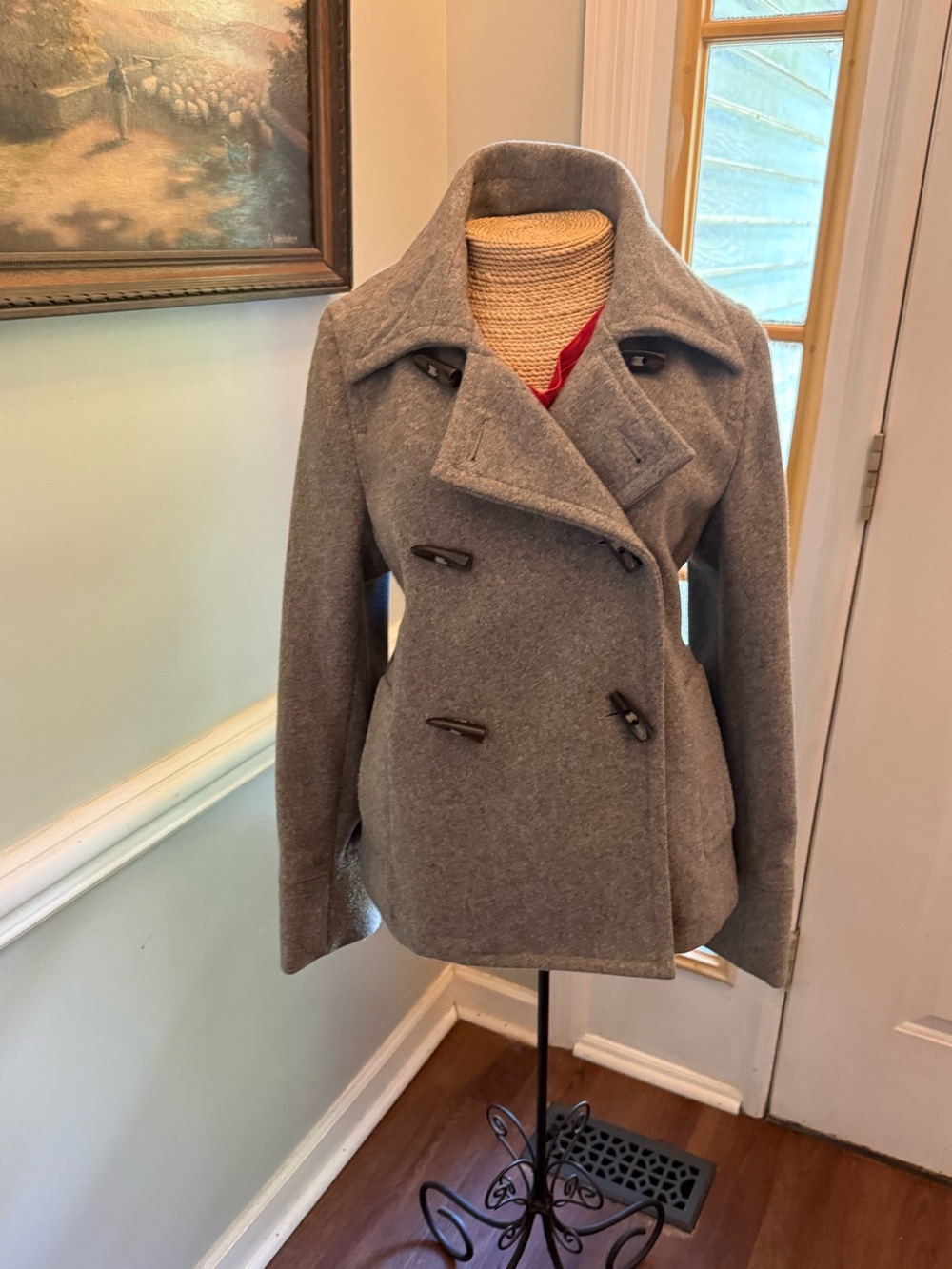 Old Navy Gray Double-Breasted Peacoat